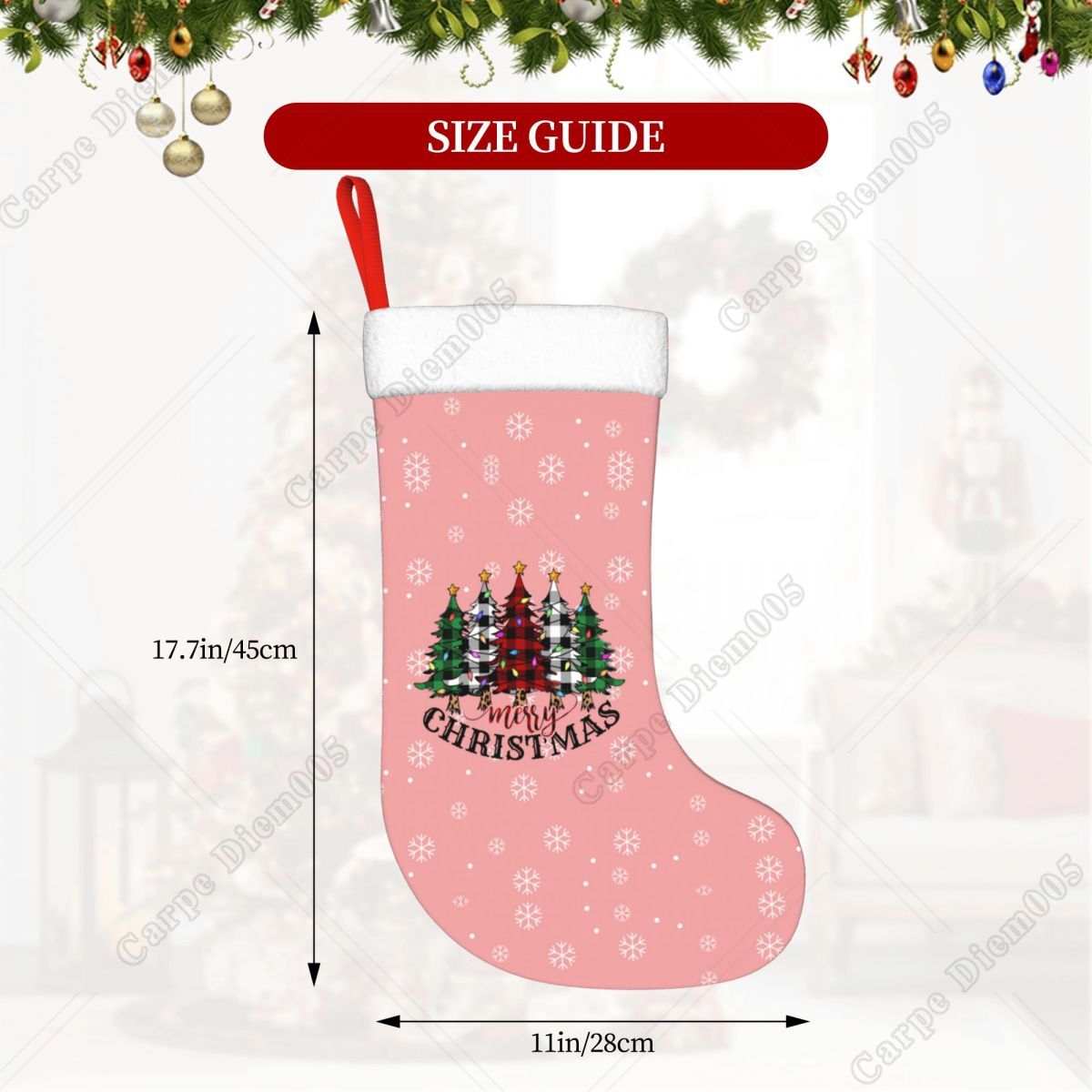 Pink Snowflakes Christmas Tree - Christmas Stocking Hanging 评论和价格