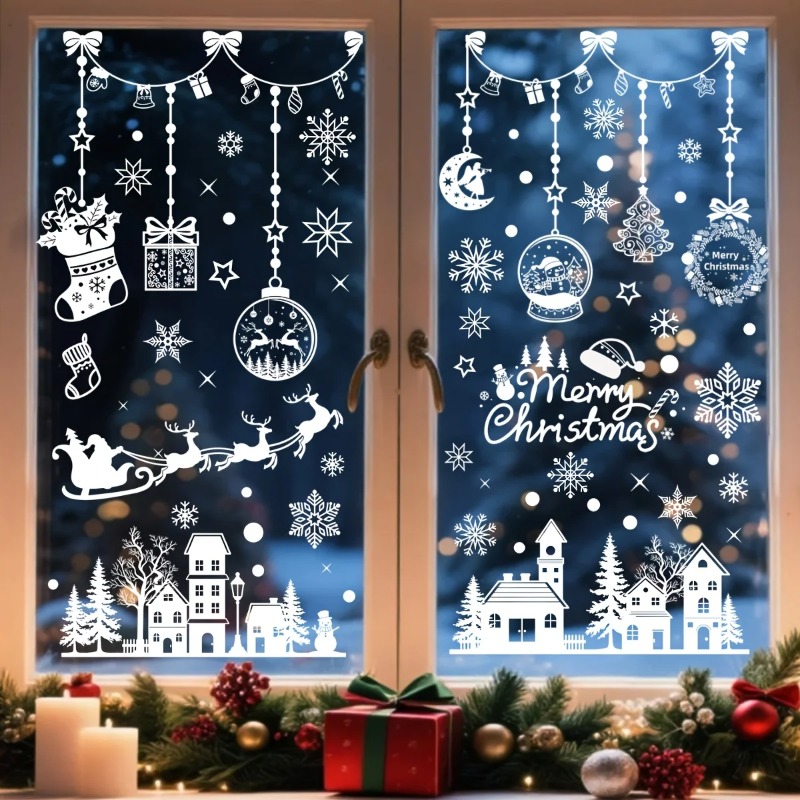 196pcs/9 Sheets Christmas Stat - Snowflake Window Decal 评论和价格