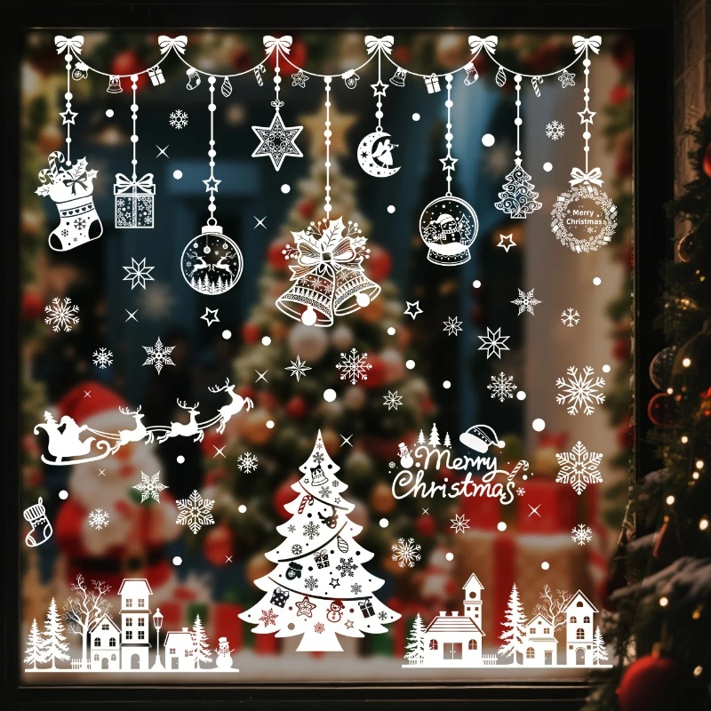 196pcs/9 Sheets Christmas Stat - Snowflake Window Decal 评论和价格