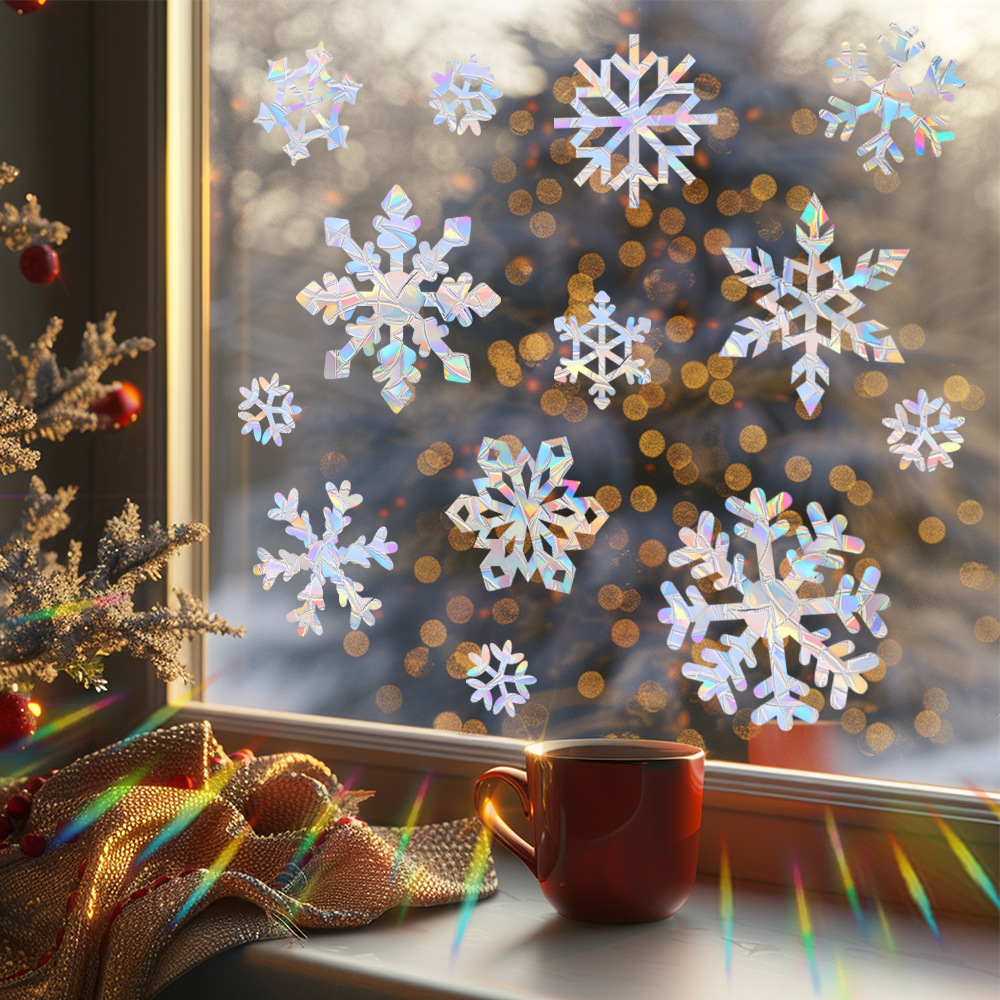Snowflake Electrostatic Colorf - Snowflake Window Decal 评论和价格