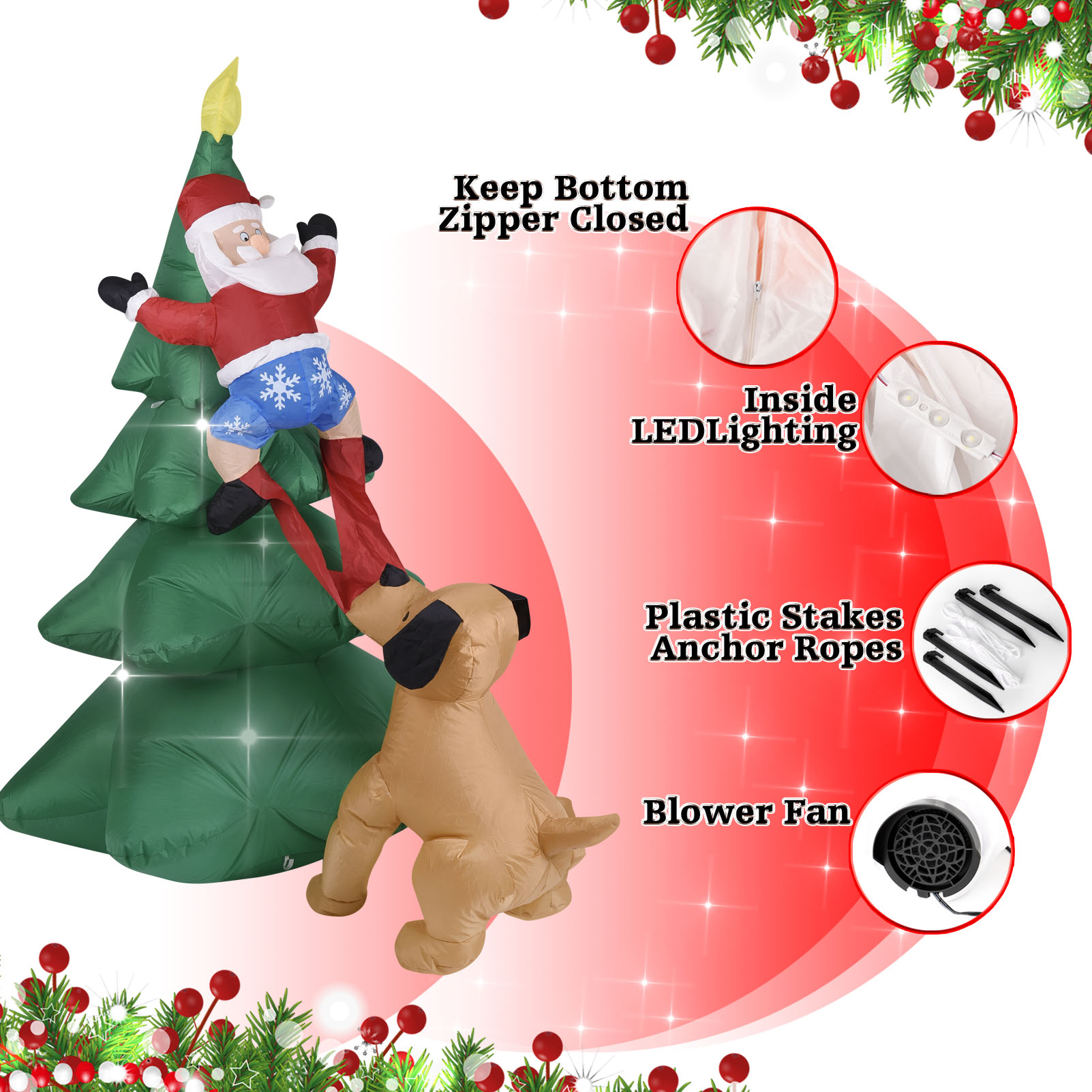 Christmas Inflatable Dog  w/Sa - Christmas Lights Outdoor 评论和价格