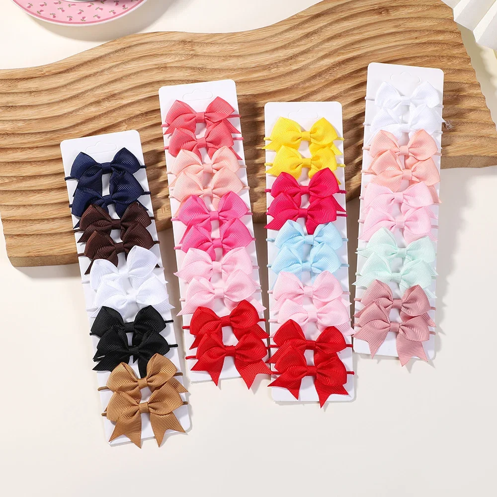 10Pcs Bows Elastic Hair rubber - Ribbon Bow Gift 评论和价格