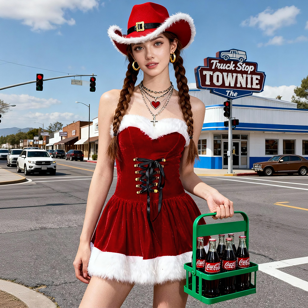Sexy Plush Red Santa Claus Dre - Santa Hat Plush 评论和价格