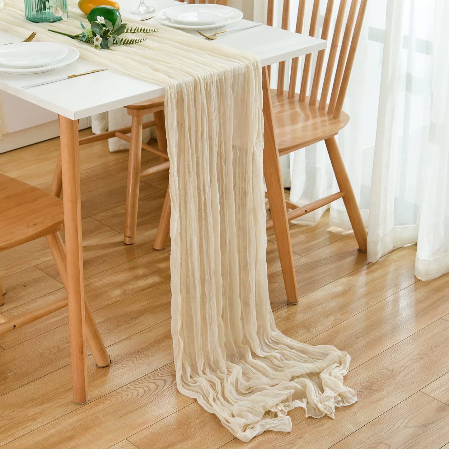 Wrinkle Gauze Table Runner Che - Christmas Table Runner 评论和价格