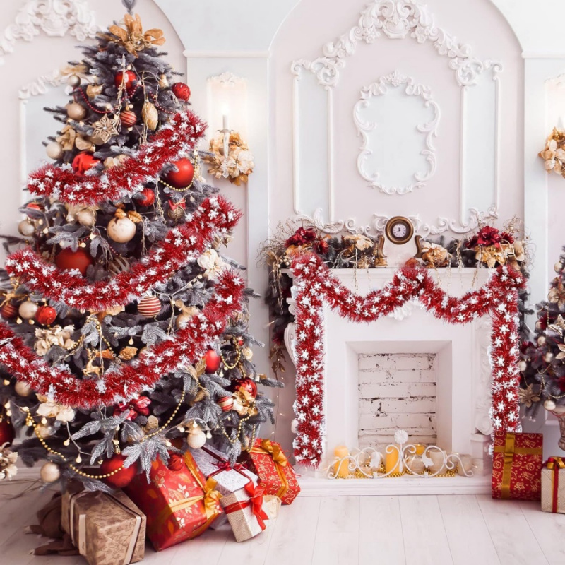 1pc Christmas Tinsel Snowflake - Tinsel Garland Decoration 评论和价格