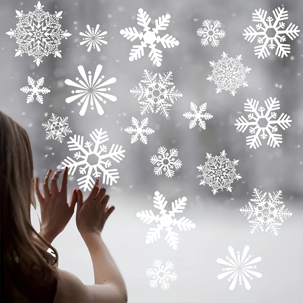 137Pcs Winter Snowflake Static - Snowflake Window Decal 评论和价格