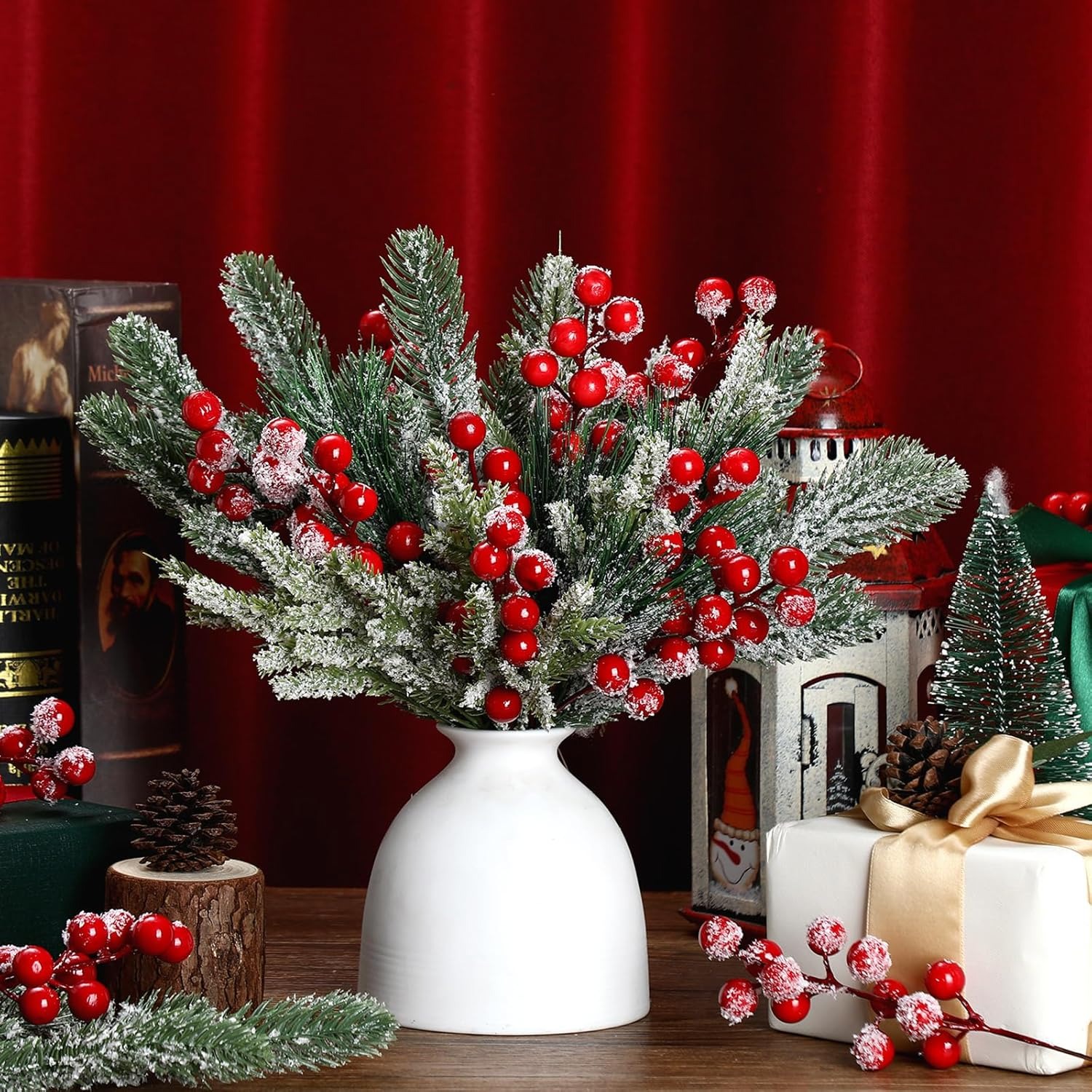 Artificial Snow White Pine Bra - Christmas Wreath Fake 评论和价格