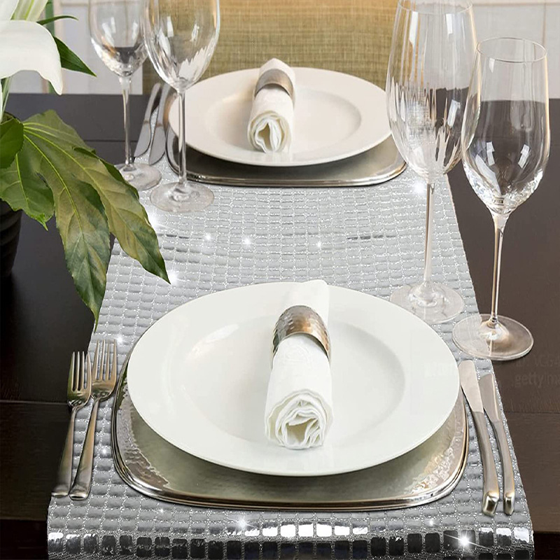 Shiny Mirror Gold/Silver Foil  - Christmas Table Runner 评论和价格
