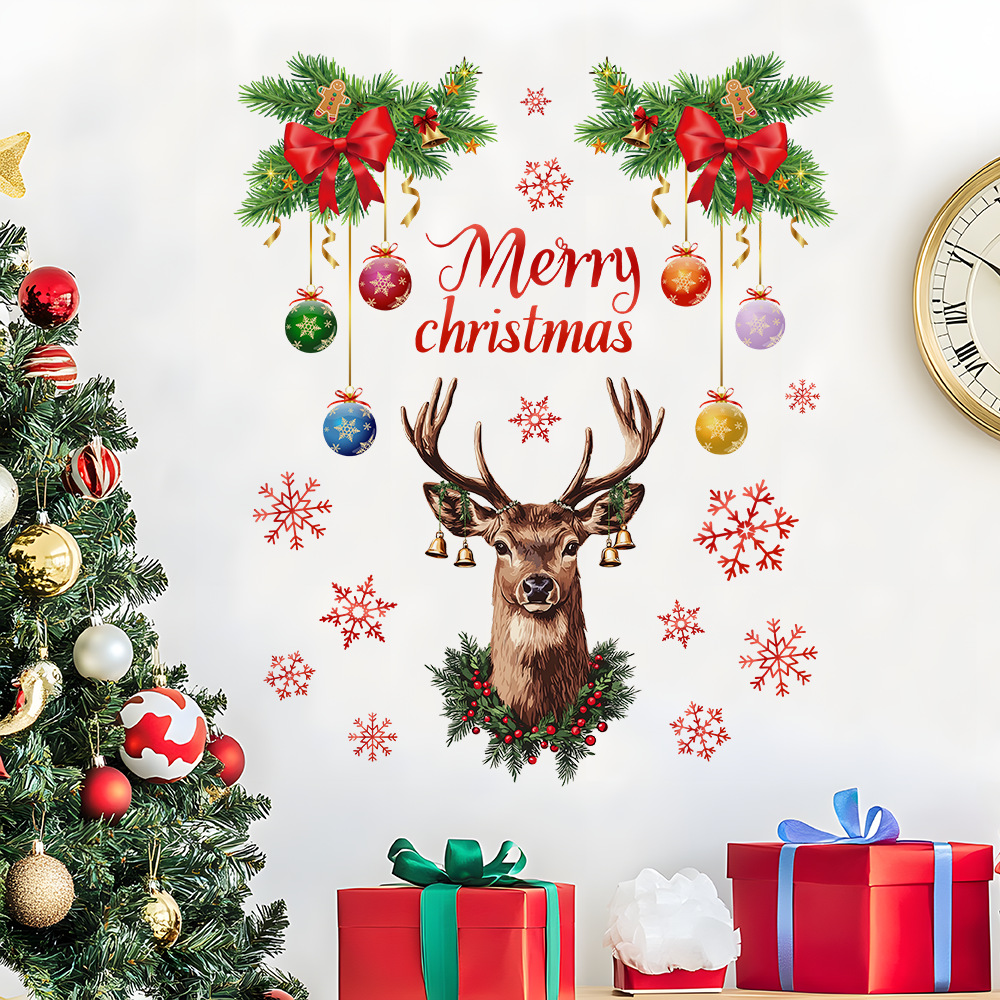Christmas Snowflake Deer Head  - Snowflake Window Decal 评论和价格