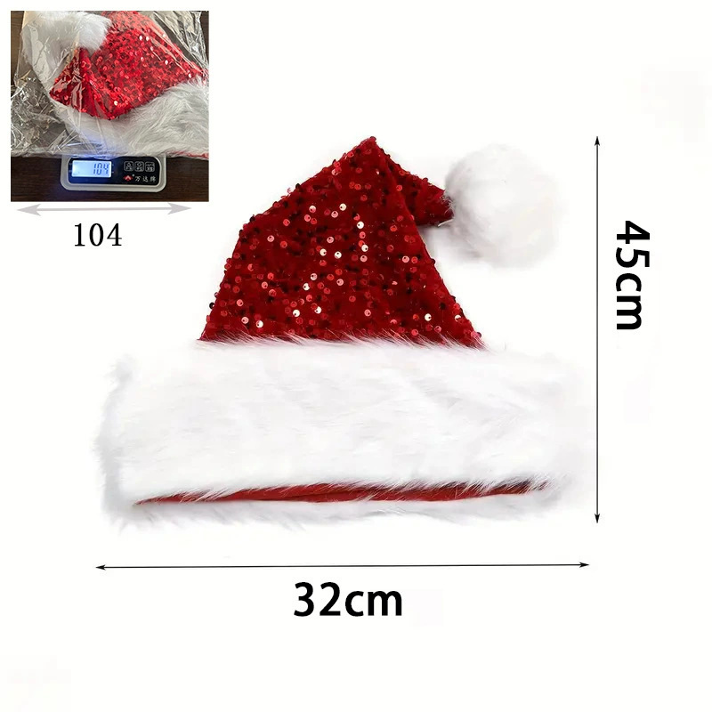 Sequin Christmas Hat Plush Sol - Santa Hat Plush 评论和价格