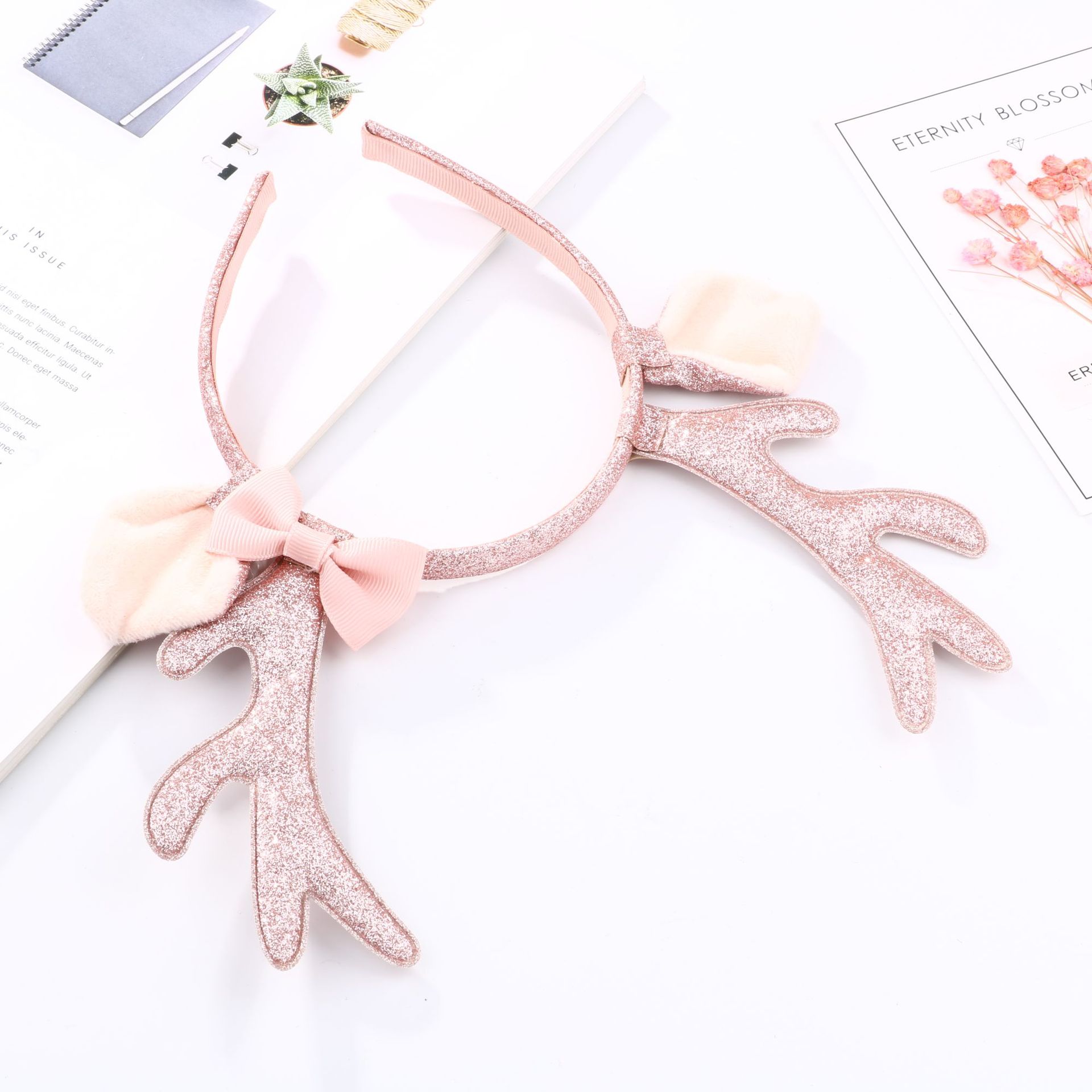 Cute Pink Glitter Reindeer Ant - Reindeer Antlers Headband 评论和价格