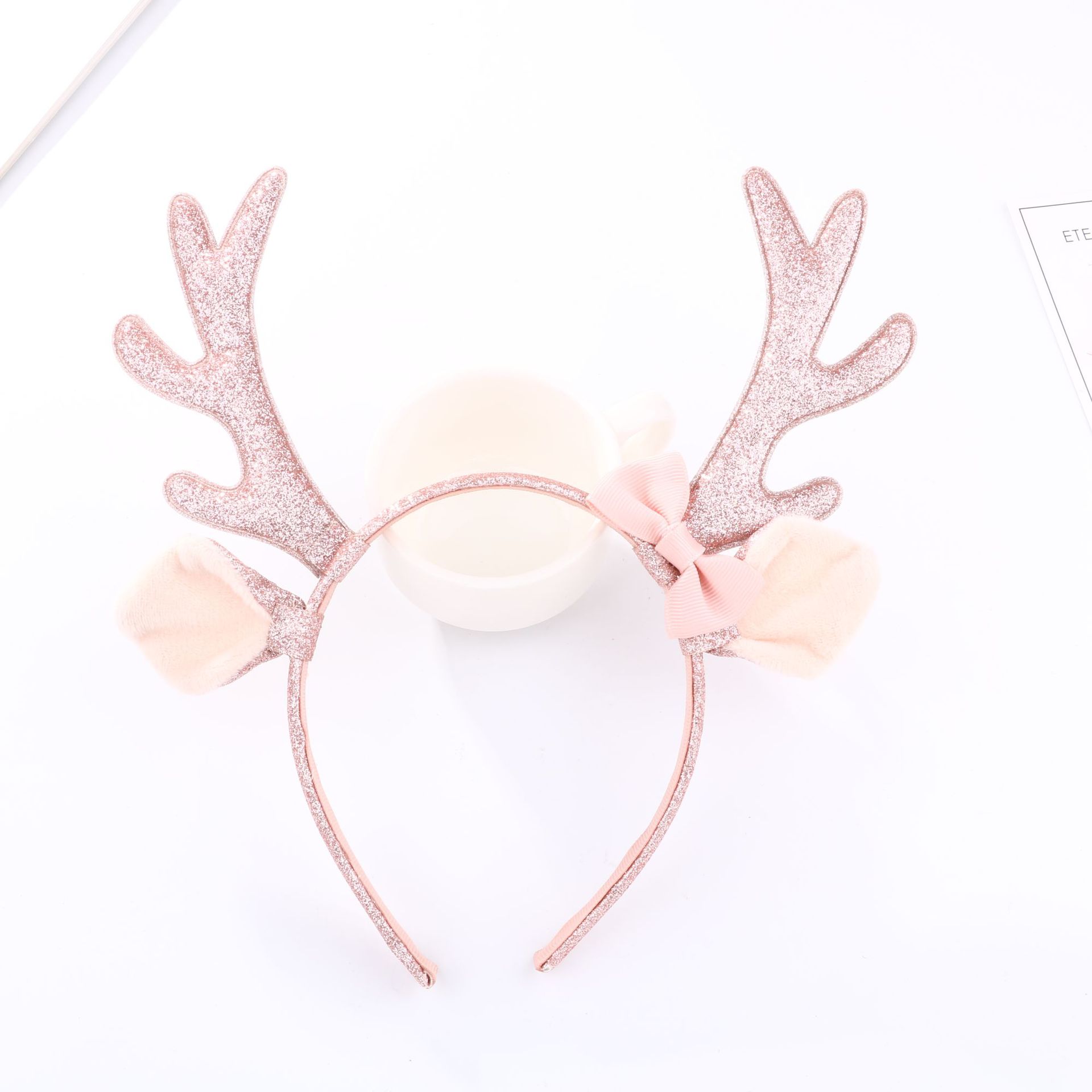 Cute Pink Glitter Reindeer Ant - Reindeer Antlers Headband 评论和价格