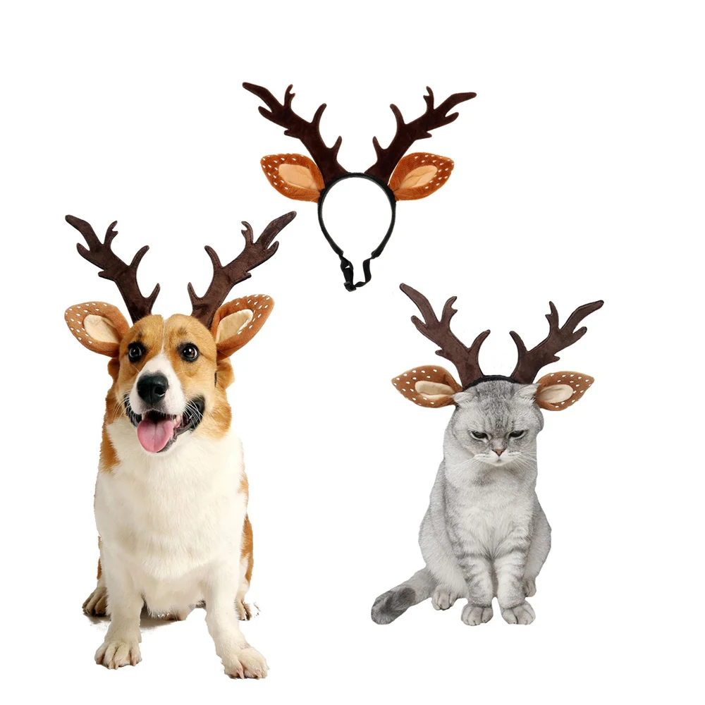 Dogs Headbands Deer Costume Ha - Reindeer Antlers Headband 评论和价格