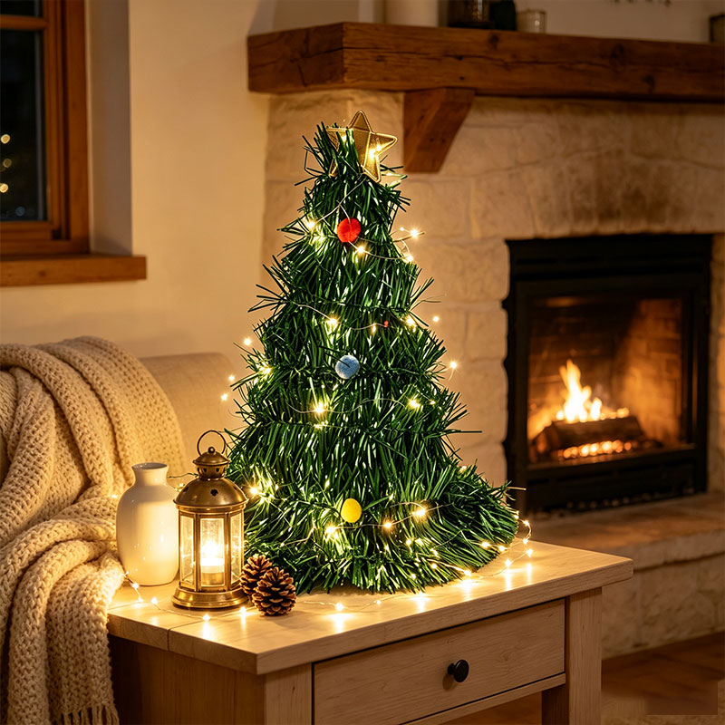 Foldable Green Tinsel Mini Chr - Star Tree Topper 评论和价格