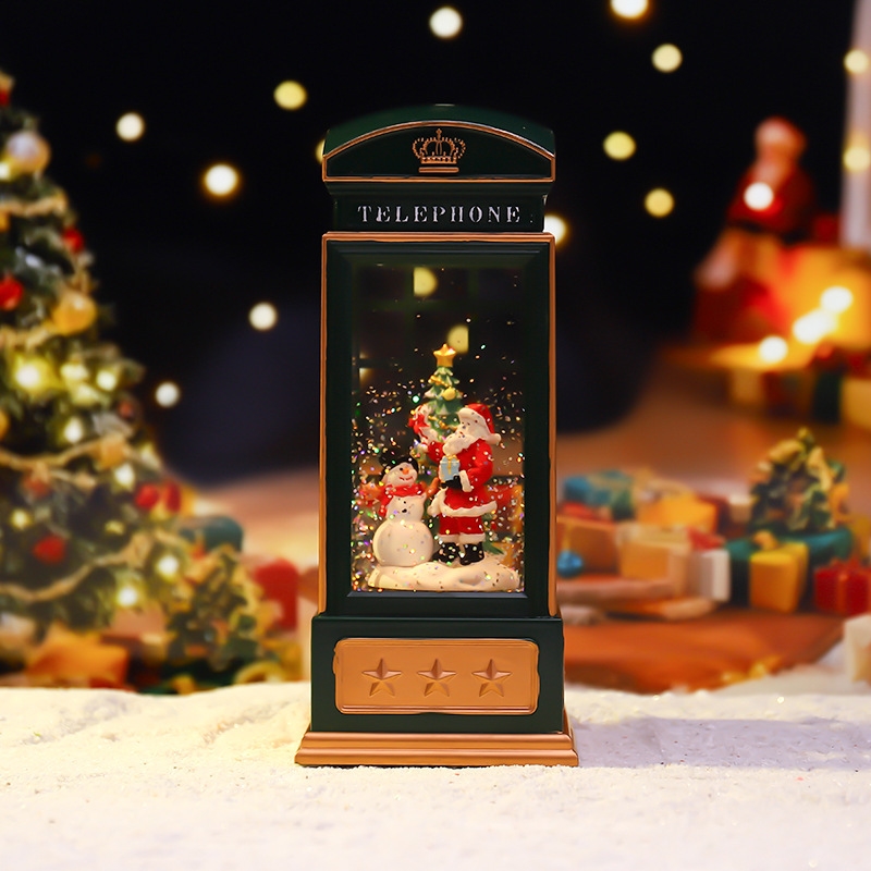 Christmas Phone Booth Night Li - Snow Globe Musical 评论和价格