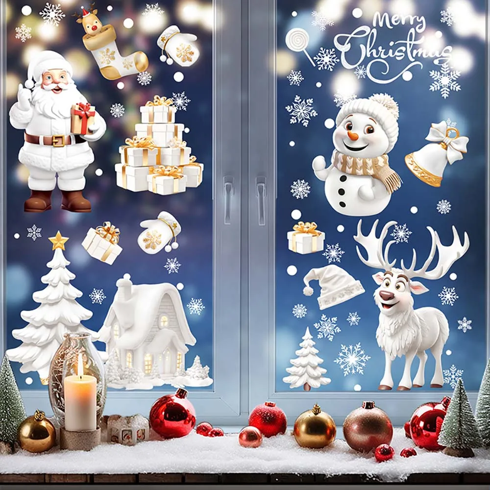 9pcs/set Christmas Window Stic - Snowflake Window Decal 评论和价格
