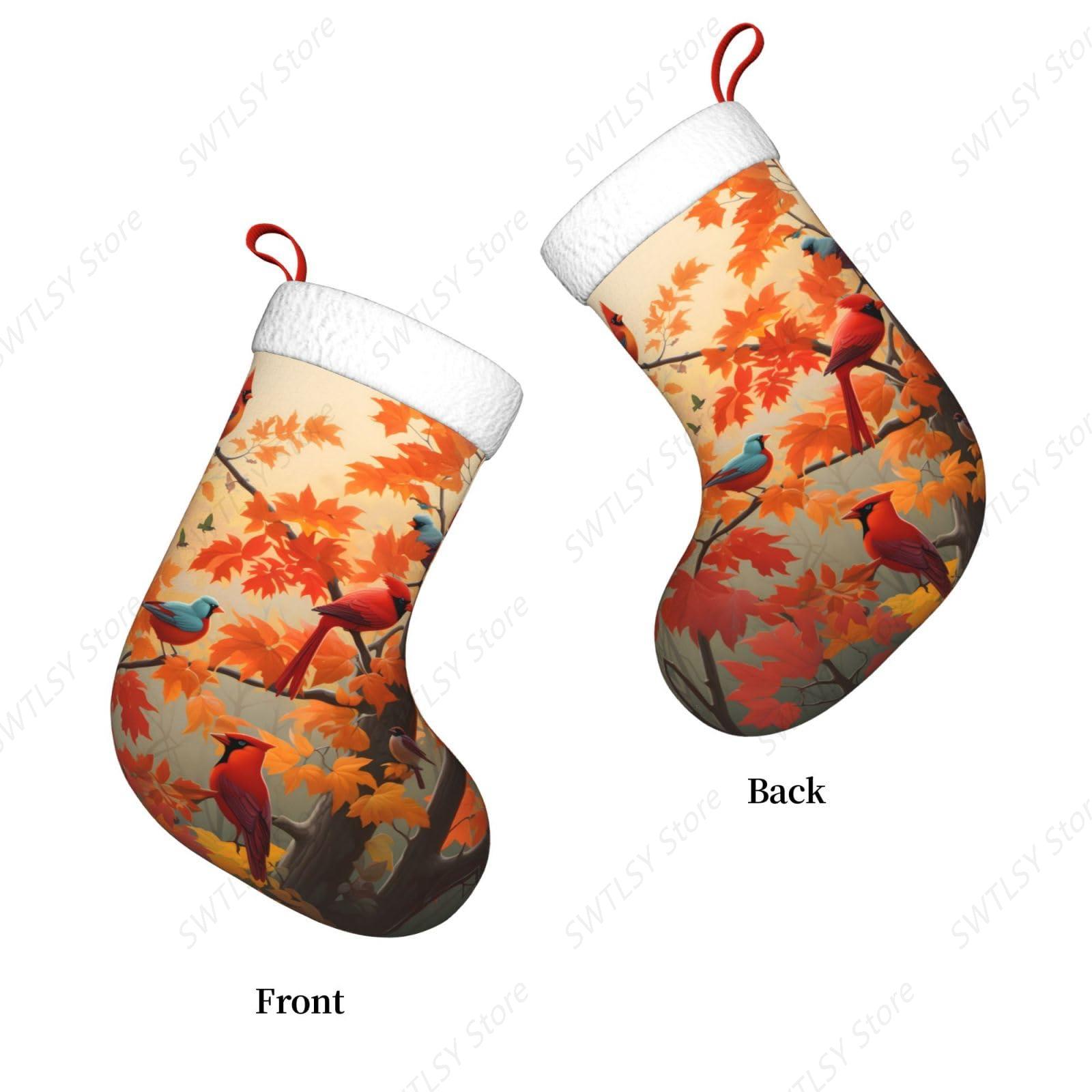 Fall Cardinal Birds and Maple- - Christmas Stocking Hanging 评论和价格